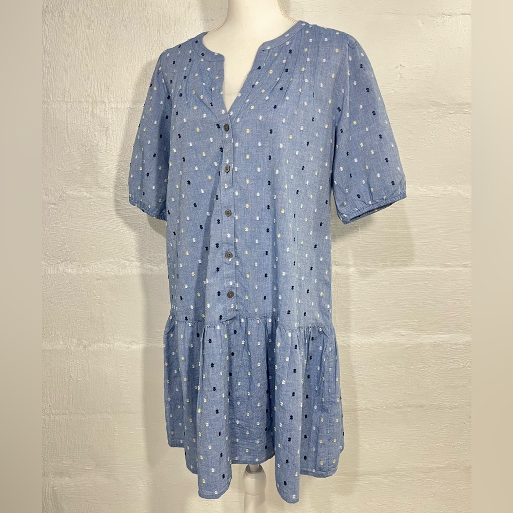 LOFT CLIP CHAMBRAY TIERED SWING DRESS NEW WITH TAG (a310) - Picture 13 of 14